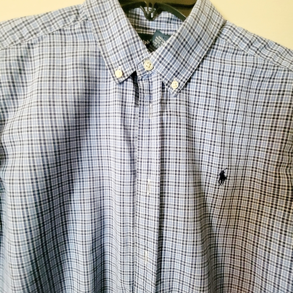 Ralph Lauren Long Sleeve Blue Plaid Shirt XL 18-20